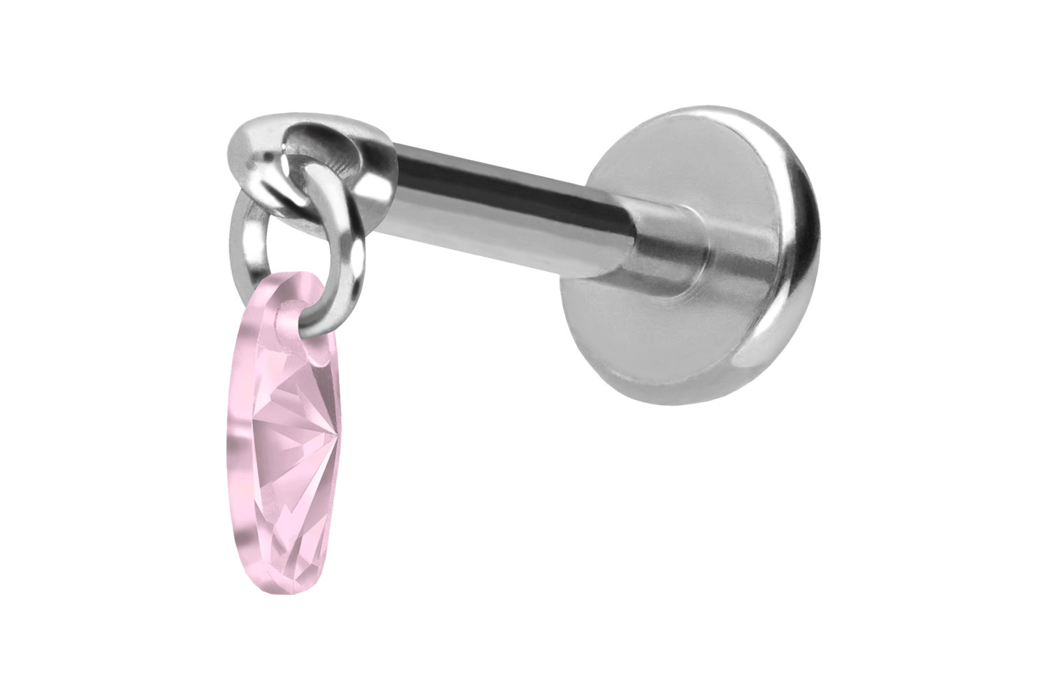 Titan Labret Piercing mit Push Fit KRISTALLOVAL